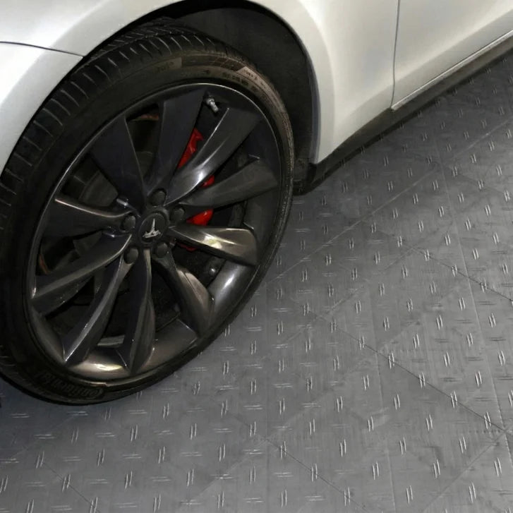 [color:alloy] MotoFloor Modular Garage Flooring Tiles 48 square feet per Box 1' x 1' Tiles - Alloy - image 2