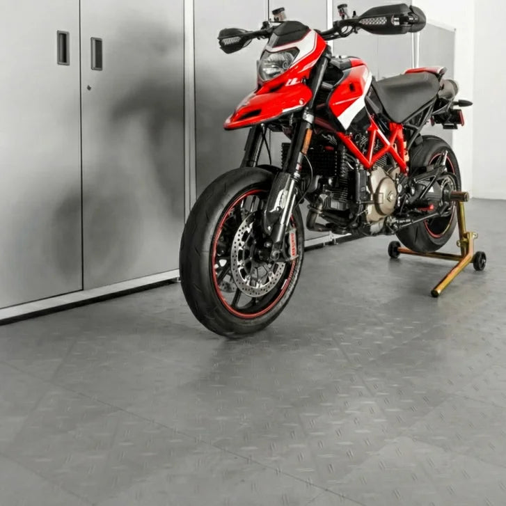 [color:alloy] MotoFloor Modular Garage Flooring Tiles 48 square feet per Box 1' x 1' Tiles - Alloy - image 3