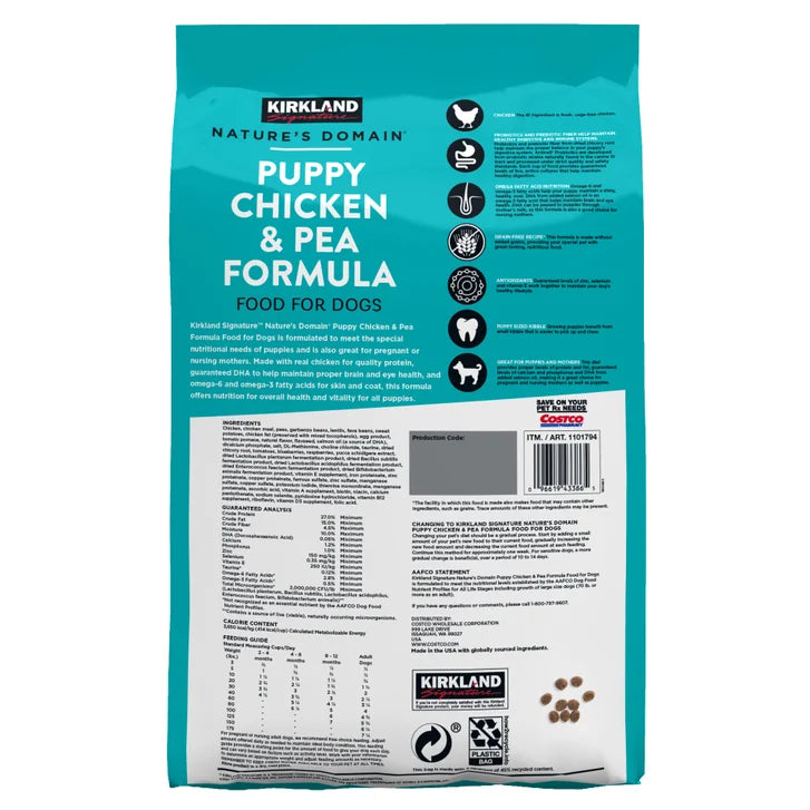 Kirkland Signature Nature's Domain Puppy Formula Chicken & Pea Dog Food 20 lb. - image 2