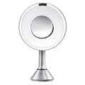 [color:silver] simplehuman 8” Round LED Sensor Mirror with 5x and 10x Magnification - Silver - image 1