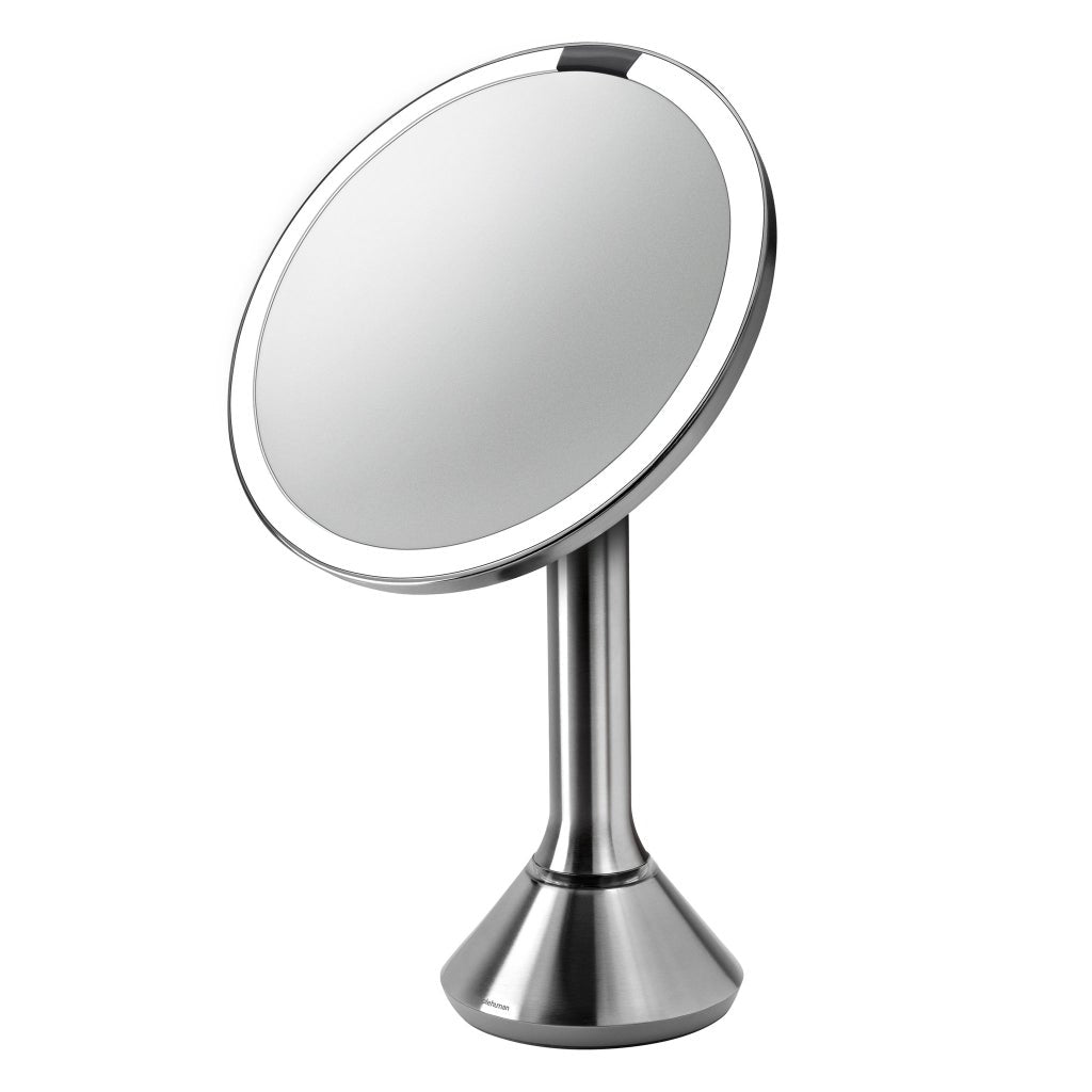 [color:silver] simplehuman 8” Round LED Sensor Mirror with 5x and 10x Magnification - Silver - image 3