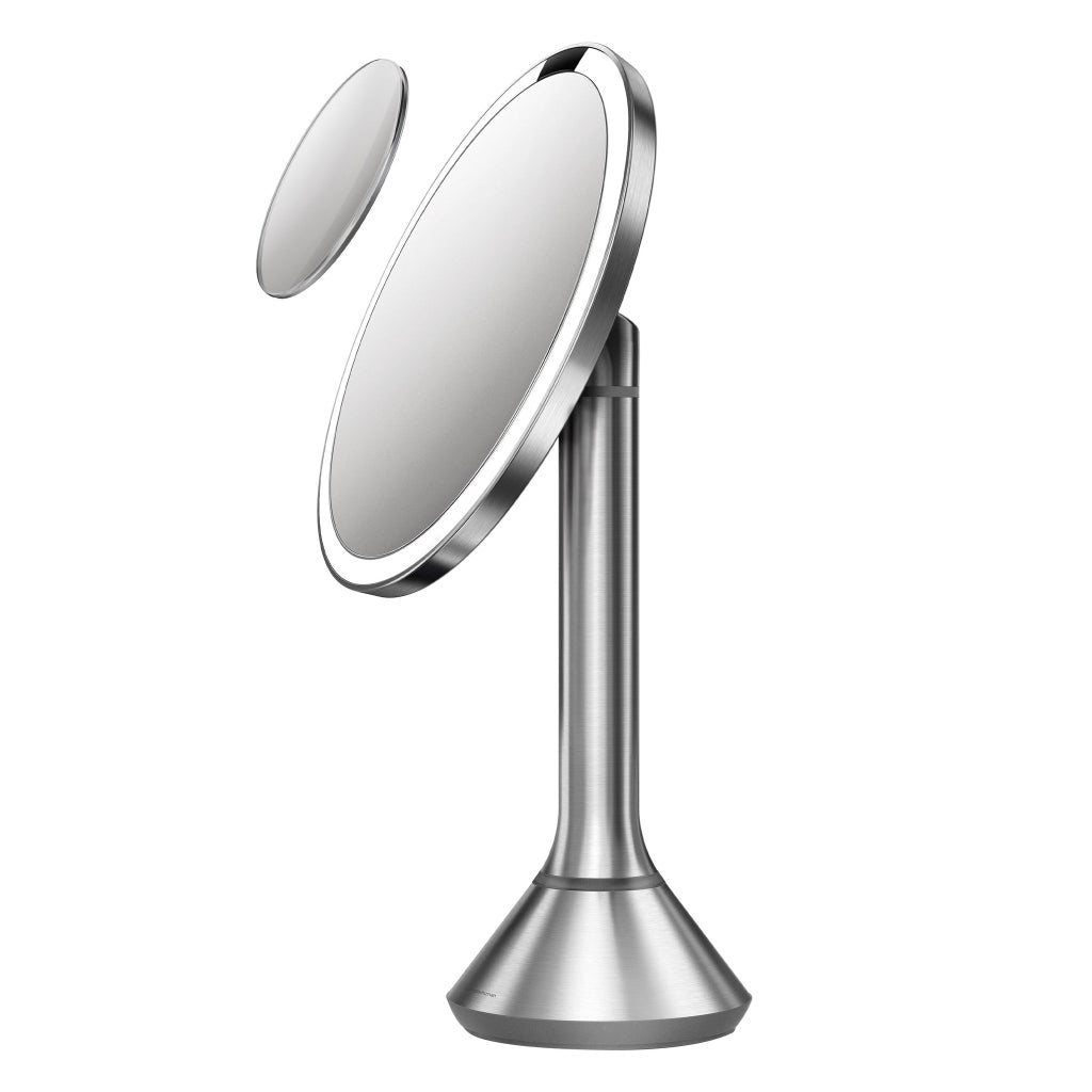 [color:silver] simplehuman 8” Round LED Sensor Mirror with 5x and 10x Magnification - Silver - image 4