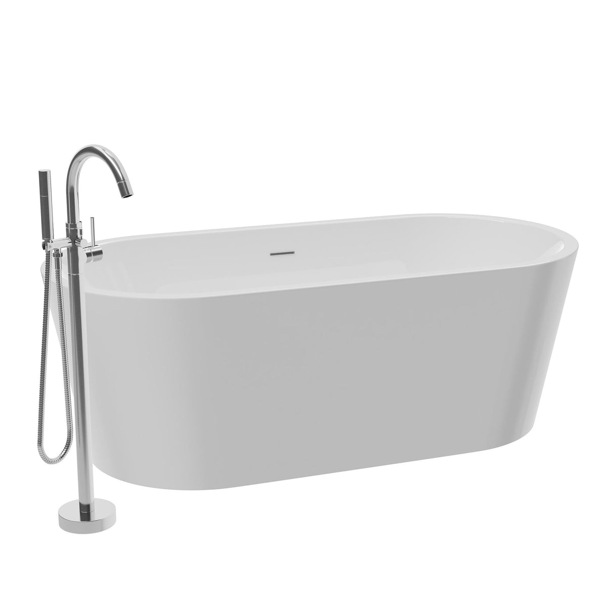 Chand Freestanding Soaker Bathtub with Faucet and Center Drain by Access Tubs