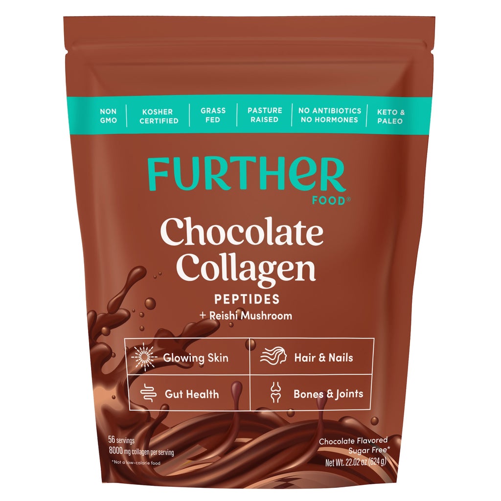 Further Food Grass-Fed Collagen Peptides Powder Plus Mushroom, Chocolate, 56 Servings - product image