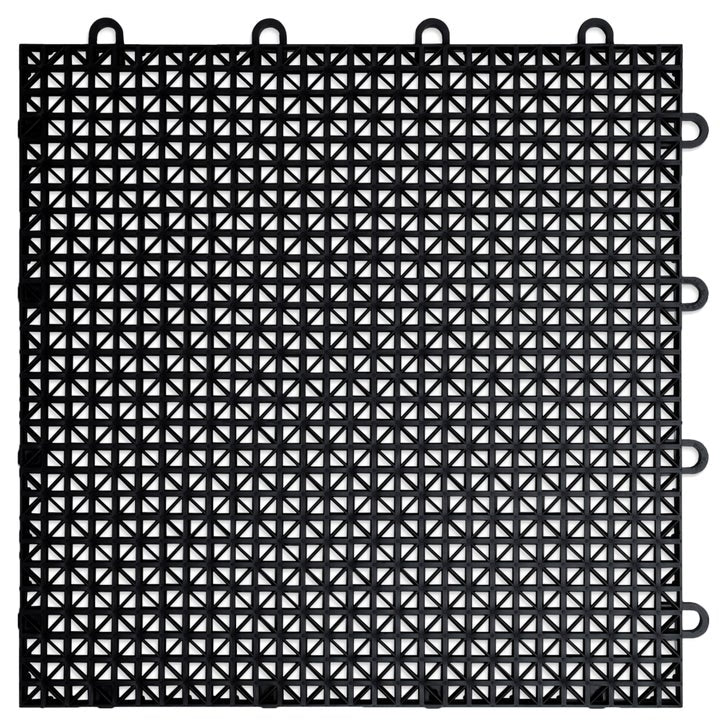 [color:black] MotoFloor Modular Self Draining Garage Floor Tiles - Black - image 1