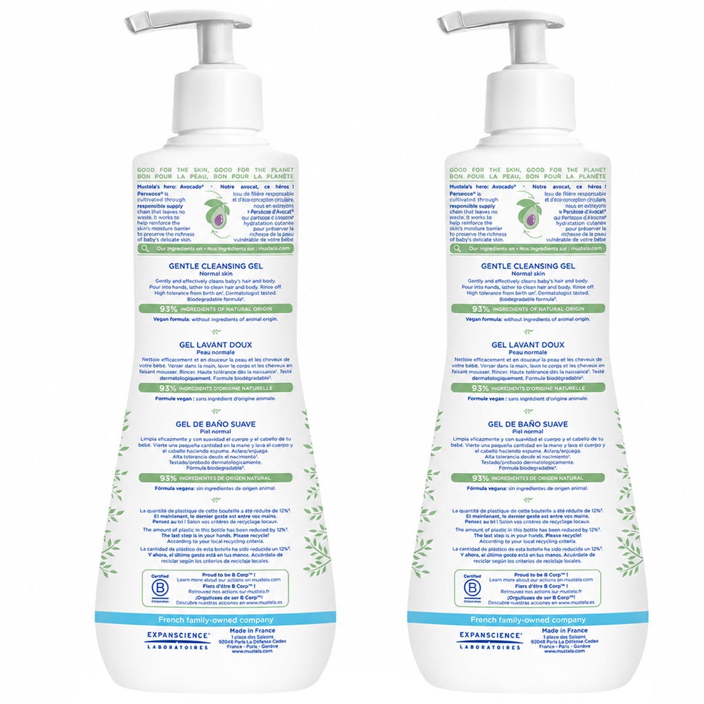 Mustela Baby Gentle Cleansing Gel - Baby Hair & Body Wash, 25.35 fl oz, 2-pack - product image