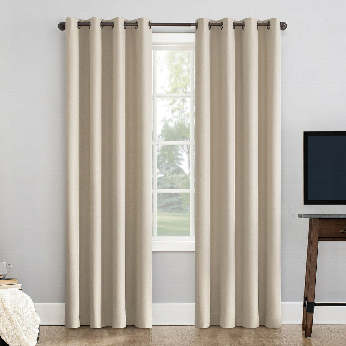 Sun Zero Pratt Tonal Texture Fleece Insulated 100% Blackout Window Curtains