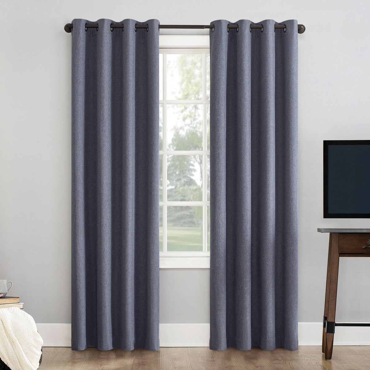 Sun Zero Pratt Tonal Texture Fleece Insulated 100% Blackout Window Curtains