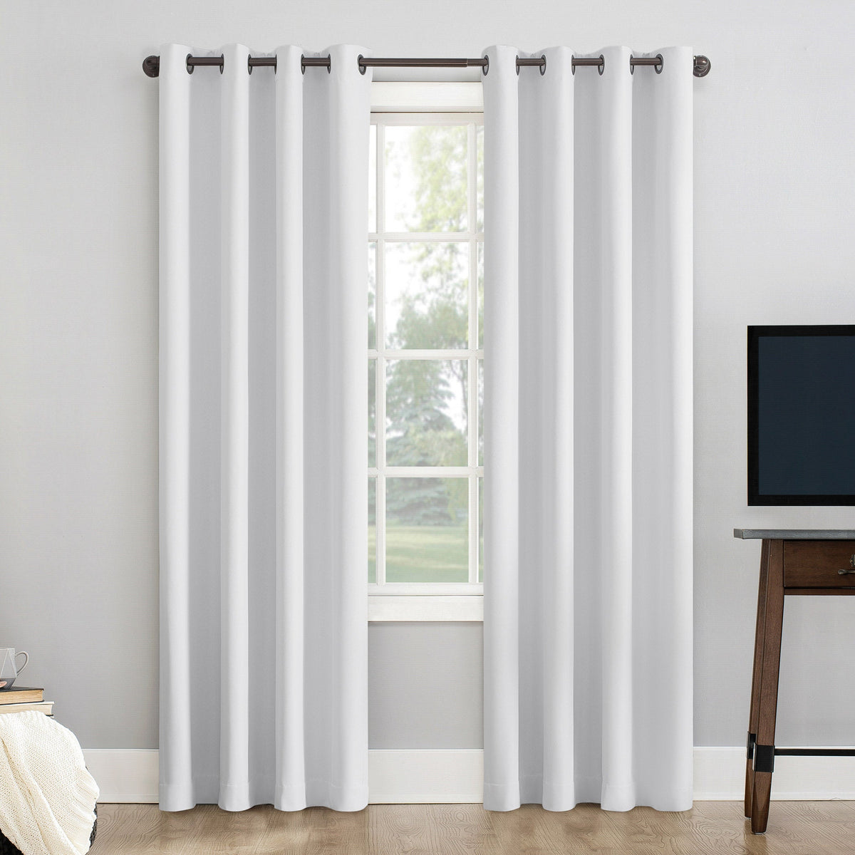 Sun Zero Pratt Tonal Texture Fleece Insulated 100% Blackout Window Curtains