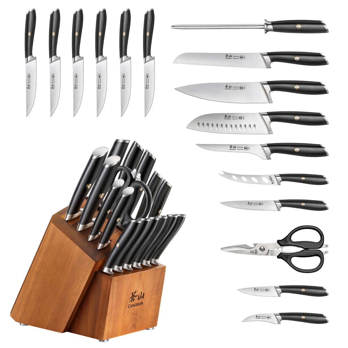 Cangshan L Series 17-piece German Steel Forged Knife Set