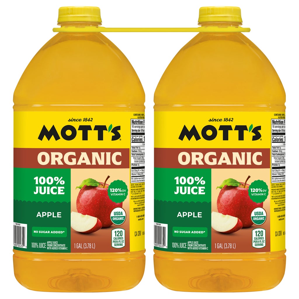 Mott's 100% Organic Apple Juice, 1 gal, 2 ct