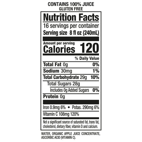 Mott's 100% Organic Apple Juice, 1 gal, 2 ct
