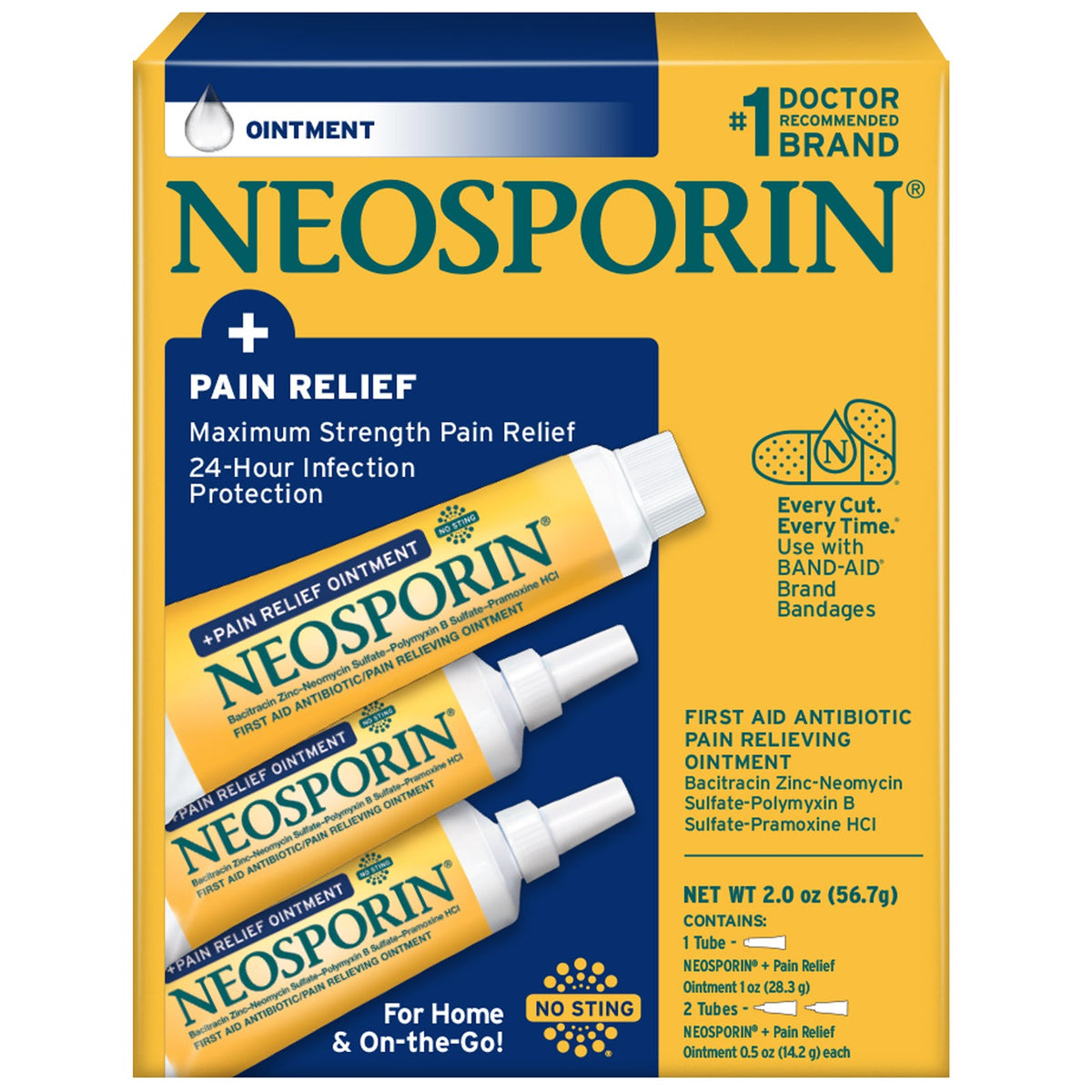 Neosporin + Pain Relief Dual Action Topical Antibiotic Ointment, 3 ct