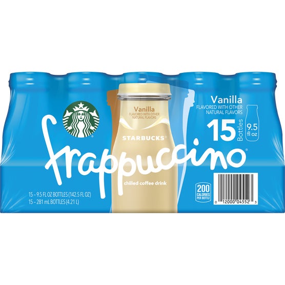 Starbucks Frappuccino Chilled Coffee Drink, Vanilla, 9.5 fl oz, 15 ct
