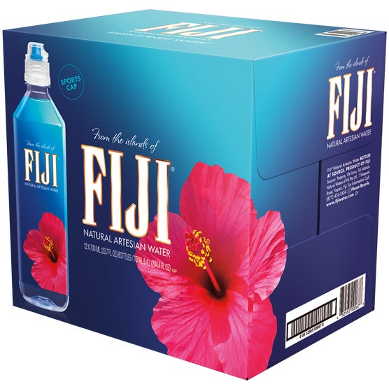 FIJI Natural Artesian Water, Sport Cap, 700 mL, 12 ct
