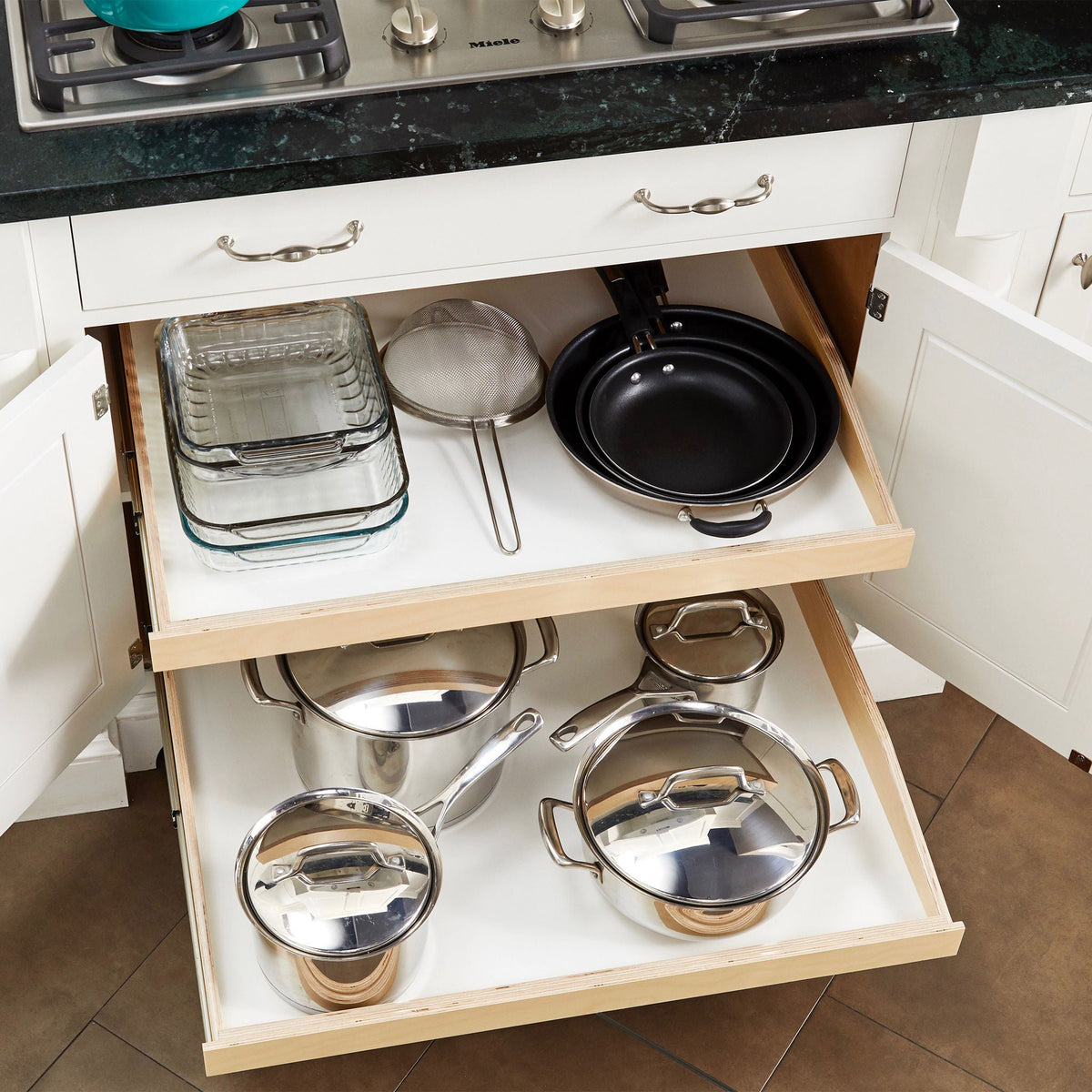 Made-To-Fit Slide-out Shelves for Existing Cabinets by Slide-A-Shelf