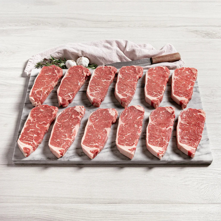 Rastelli’s USDA Choice Black Angus NY CC Strip Steak (12/10 Oz. Per Steak), 12 Total Count, 7.5 Lbs. Total
