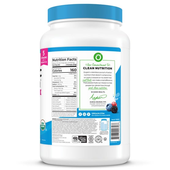 Orgain Organic Protein + 50 Superfoods Plant Based Protein Powder, 21g Protein, Vanilla Bean, 2.7 lbs