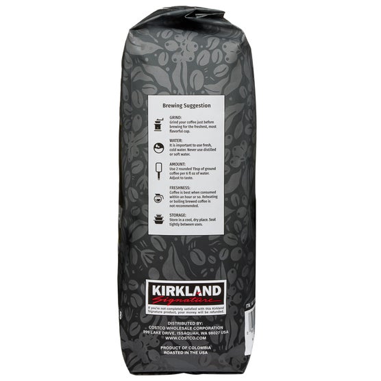 Kirkland Signature Colombian Supremo Whole Bean Coffee, Medium Roast, 3 lbs