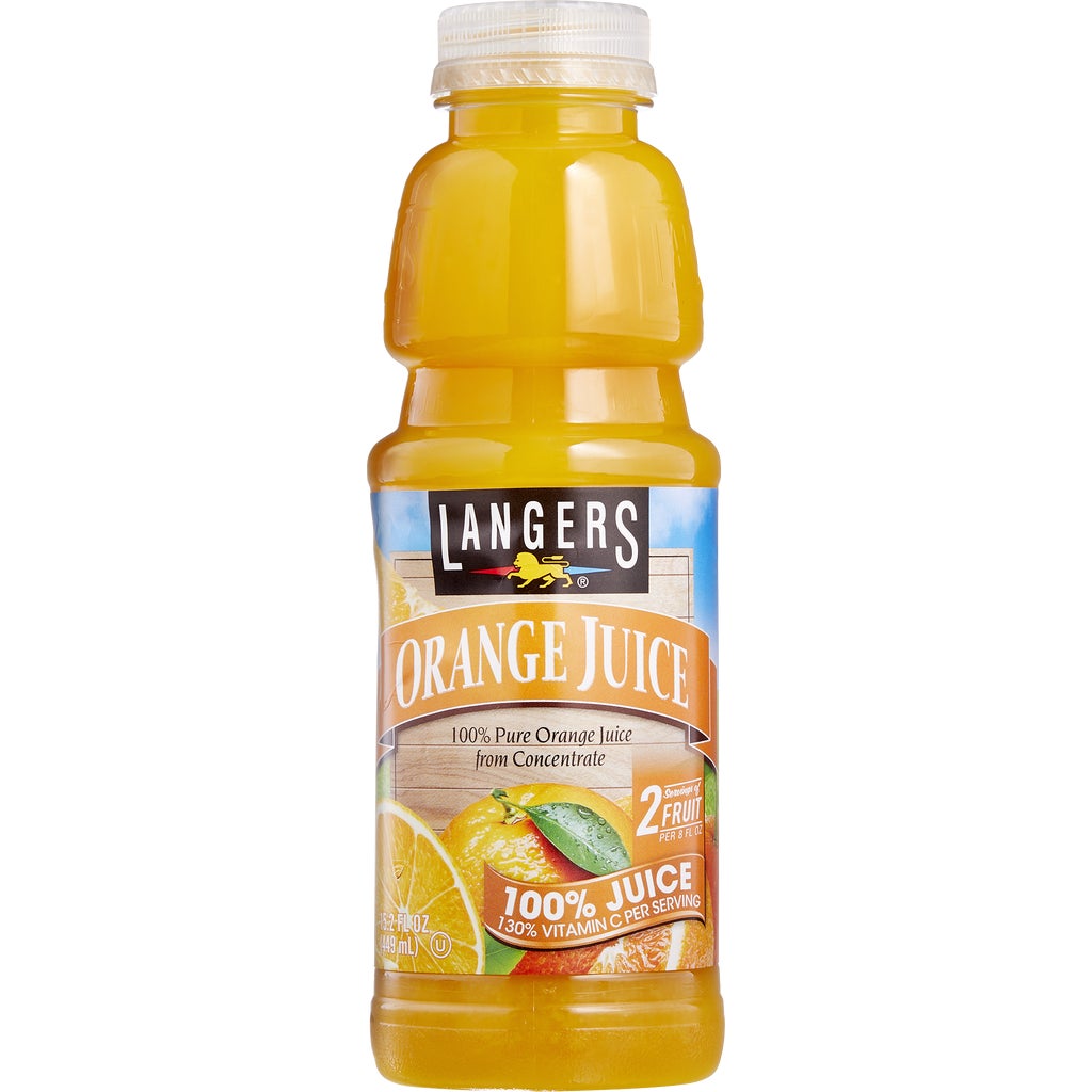 Langers 100% Orange Juice, 15.2 fl oz, 24 ct