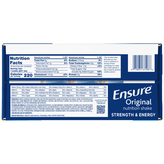 Ensure Original Nutrition Shake, Vanilla, 8 fl oz, 30 ct