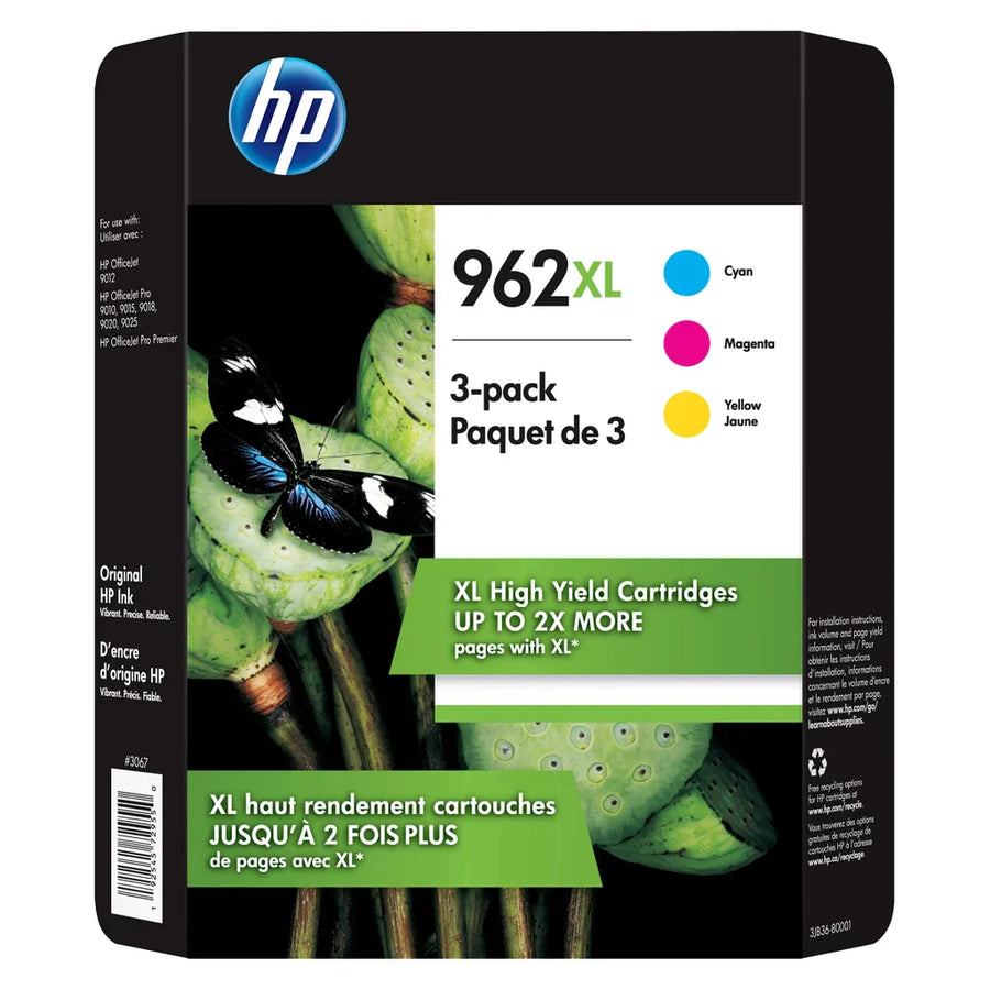 HP 962XL High Yield Ink Cartridge, Tri-Color Pack