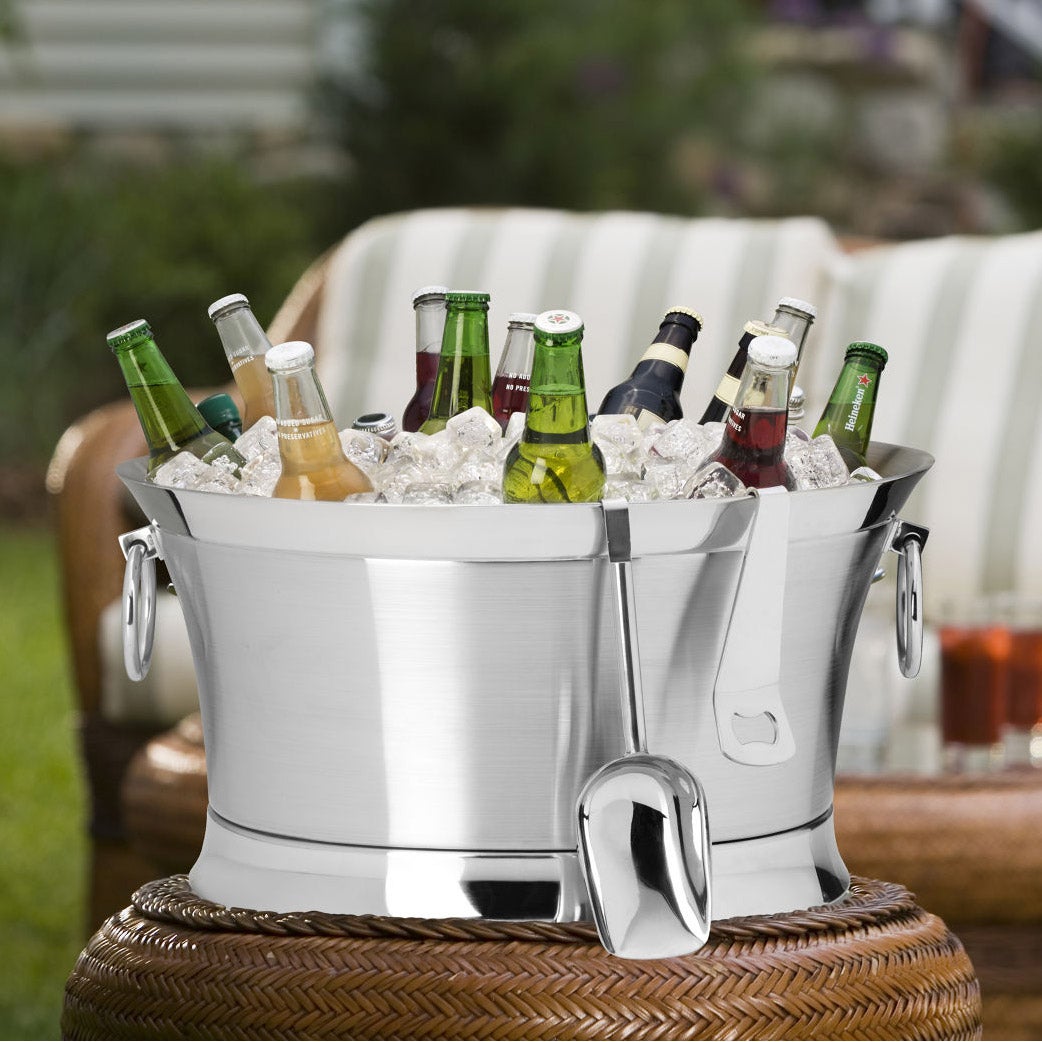Mikasa 30-Quart Double-Walled Stainless Steel Beverage Tub with Stand and Tools