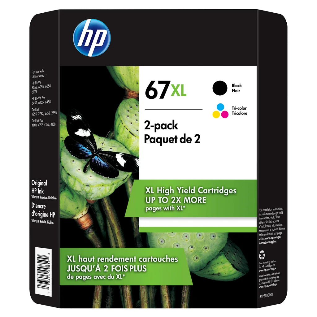 HP 67XL High Yield Ink Cartridge, Black & Tri-Color