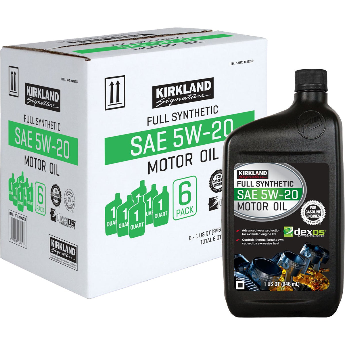 Kirkland Signature SAE 5W-20 Full Synthetic Motor Oil, 1 Quart, 6 ct - image 2