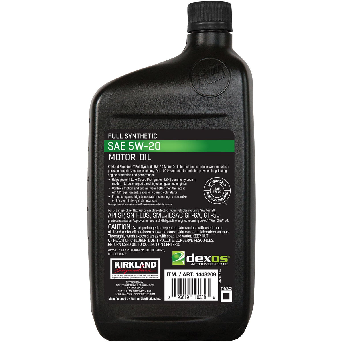 Kirkland Signature SAE 5W-20 Full Synthetic Motor Oil, 1 Quart, 6 ct - image 5