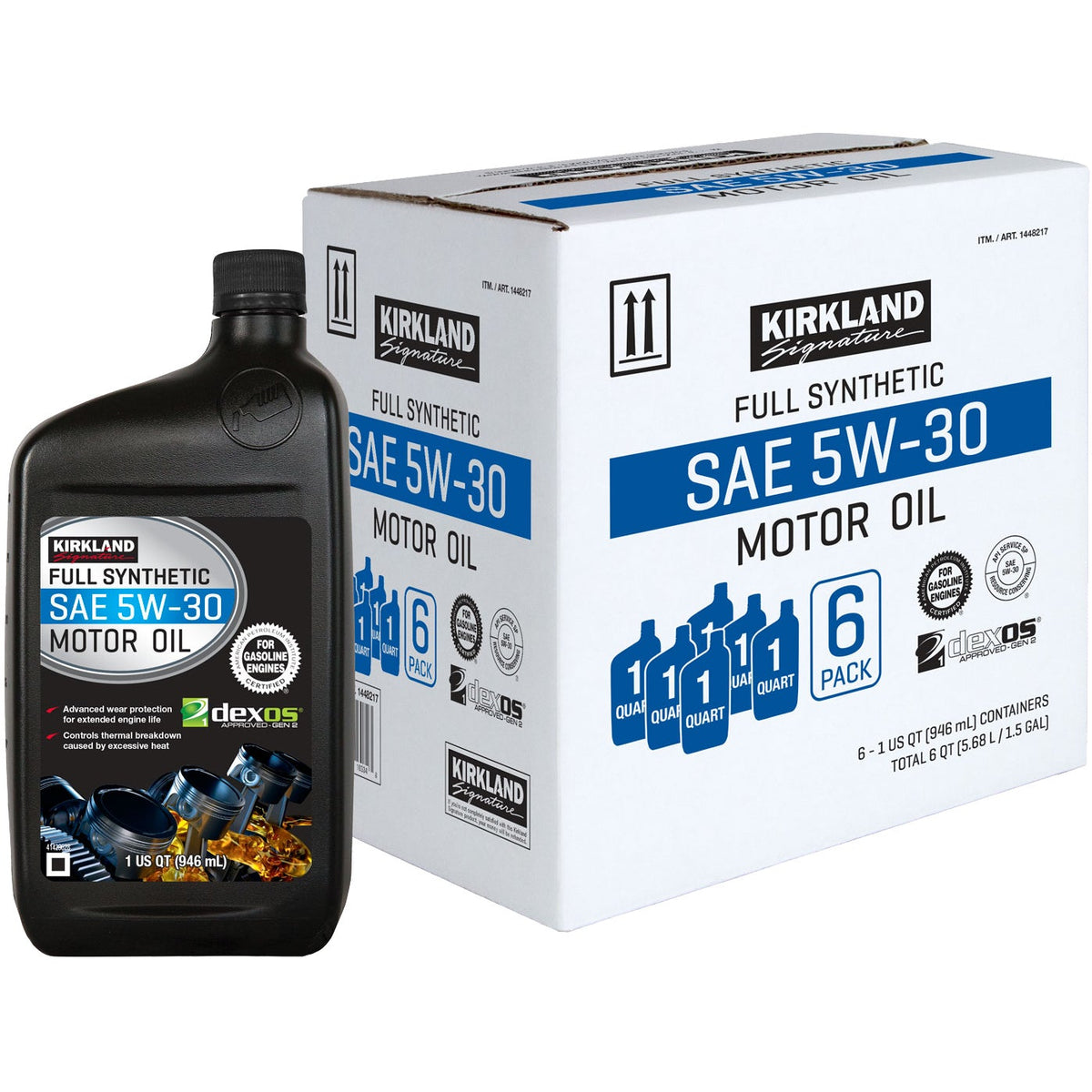 Kirkland Signature SAE 5W-30 Full Synthetic Motor Oil, 1 Quart, 6 ct