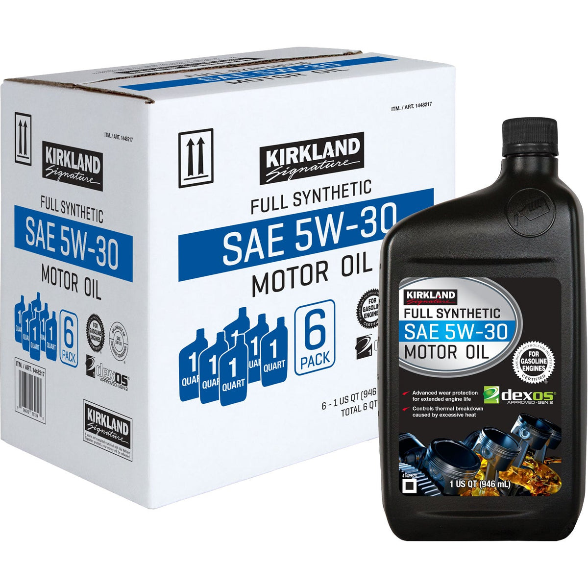 Kirkland Signature SAE 5W-30 Full Synthetic Motor Oil, 1 Quart, 6 ct - image 2