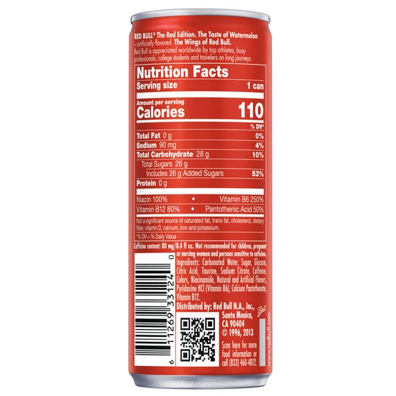 Red Bull Red Edition Energy Drink, Watermelon, 8.4 fl oz, 24 ct