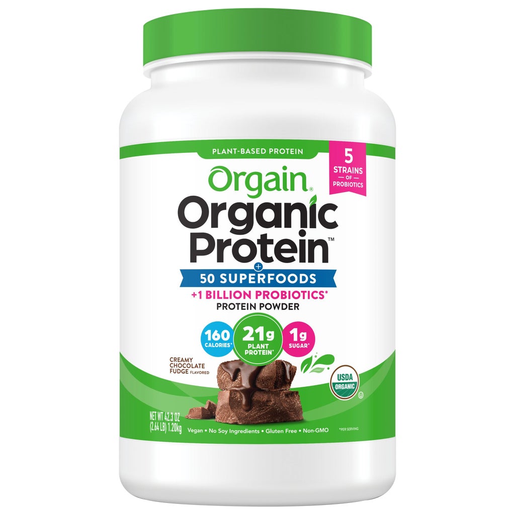Orgain Organic Protein + 50 Superfoods Plant Based Protein Powder, 21g Protein, Creamy Chocolate Fudge, 2.64 lbs