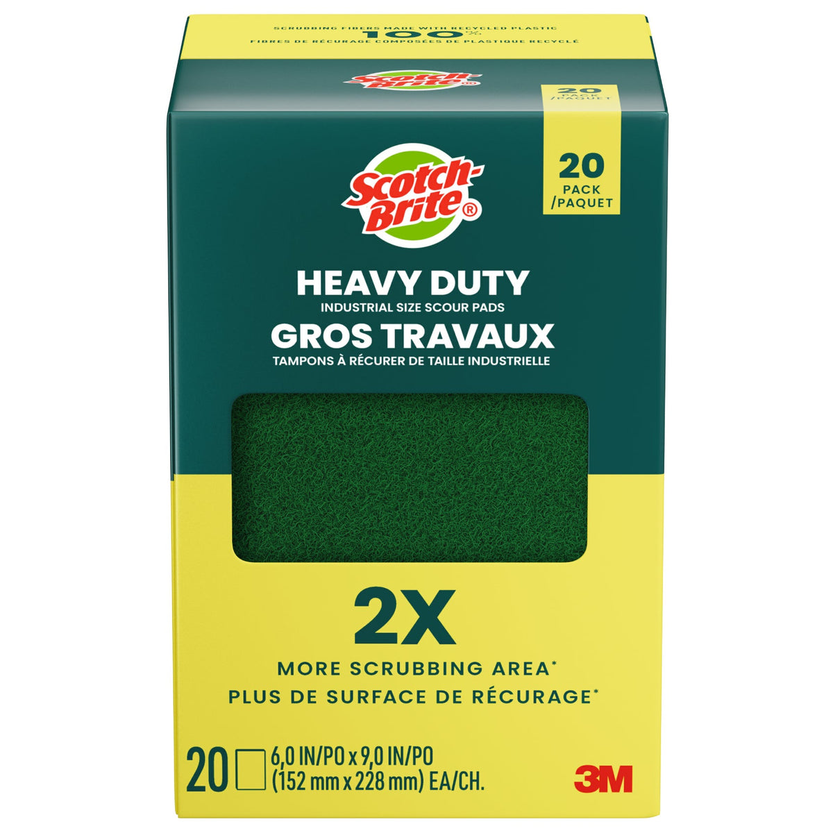 Scotch-Brite Heavy Duty Scour Pads, 6"L x 9"W, 20 ct