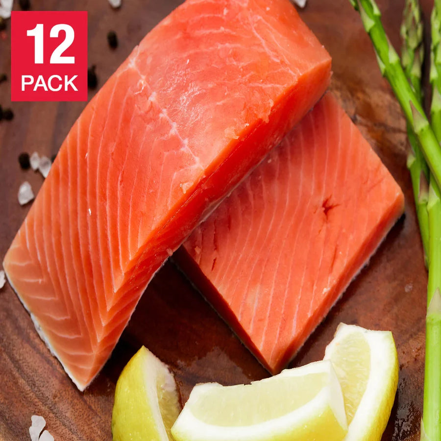 Northwest Red King Salmon Portions, 12 Total Count, 1 Case Totaling 6 Lbs.