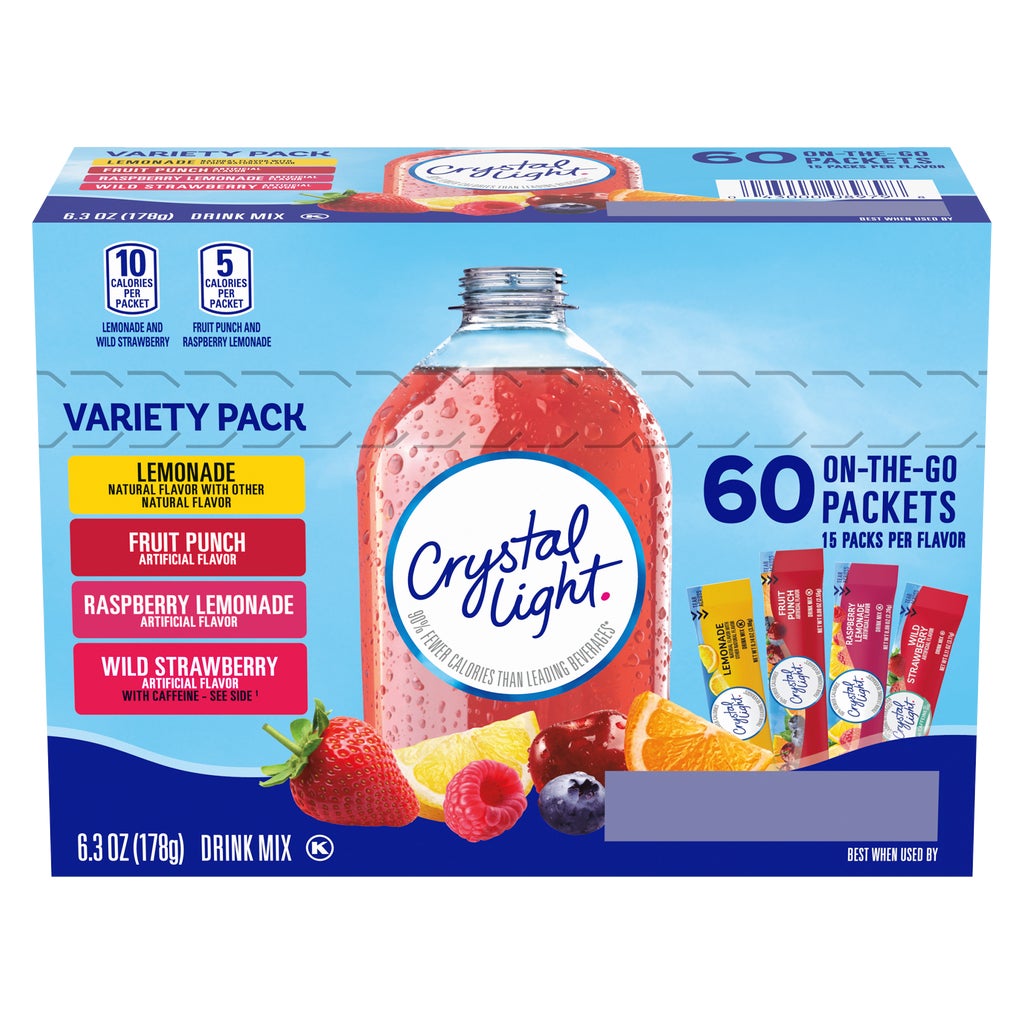 Crystal Light Drink Mix On-The-Go Packets, Variety Pack, 60 ct