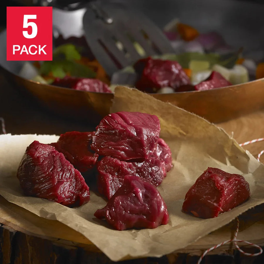 Northfork Venison Stew Meat, (1/2.26 Kg Per Pack), 5 Total Packs, 5 Lbs. Total