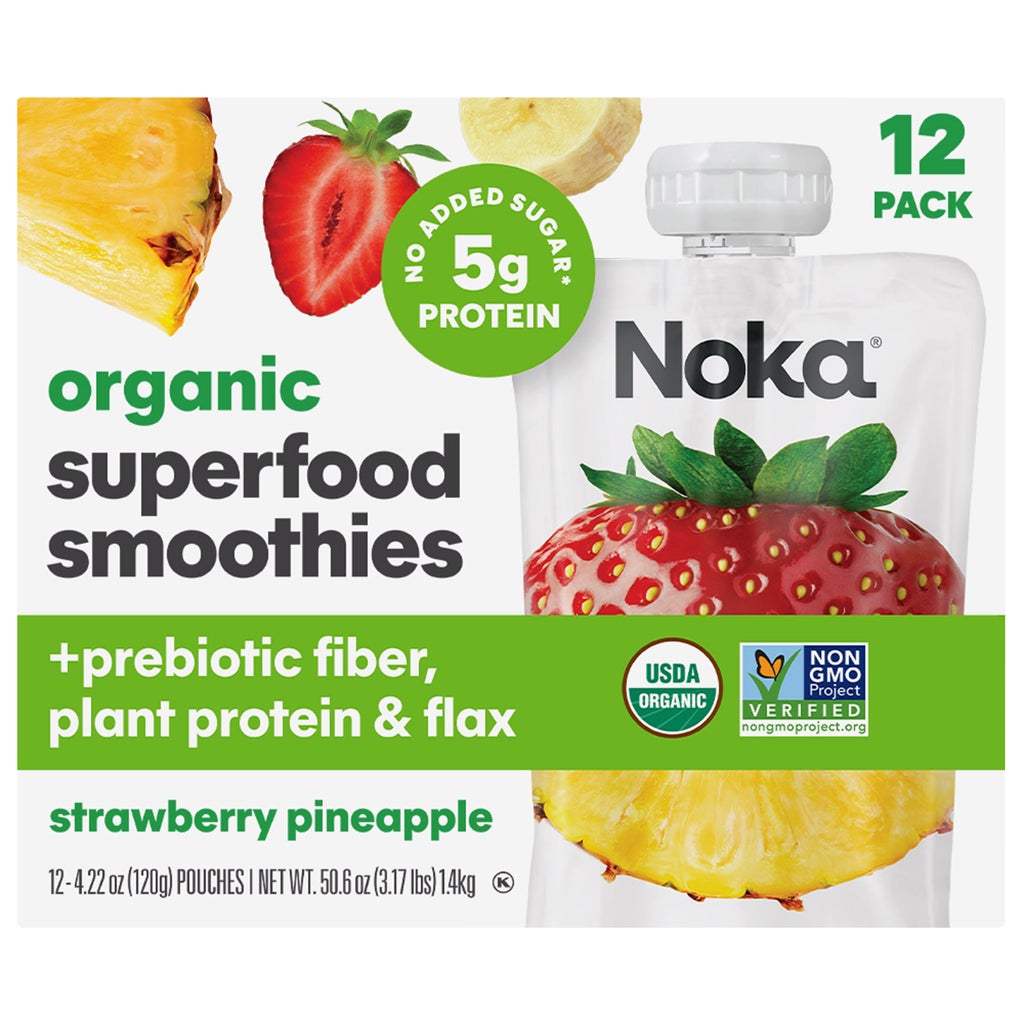 Noka Organic Superfood Smoothies, Strawberry Pineapple, 4.22 oz, 12 ct