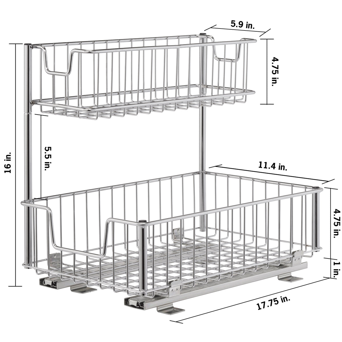 TRINITY Wire Undersink Organizer with Slide, 2-pack