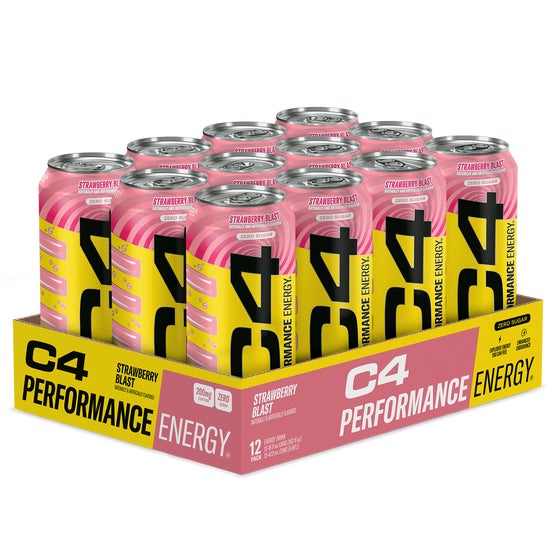 C4 Energy Drink, Zero Sugar, Strawberry Blast, 16 fl oz, 12 ct