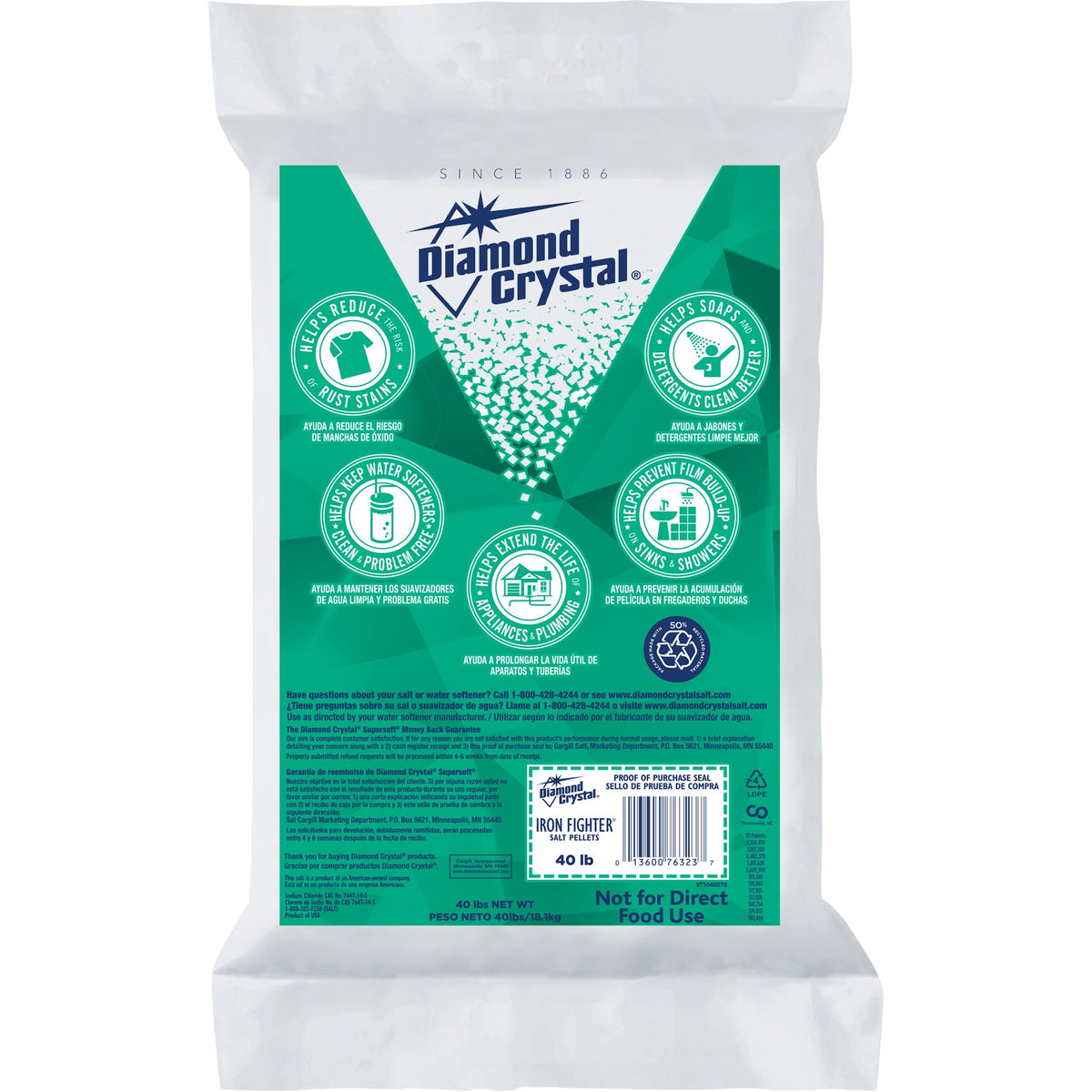 Diamond Crystal Iron Fighter Salt Pellets, 40 lbs - image 2