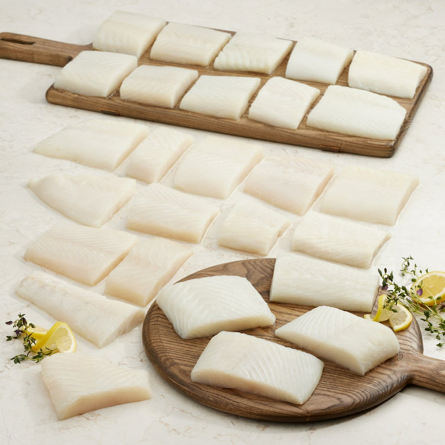 Boneless/Skinless Halibut Portions, 23-32 Count, 10 lb Total