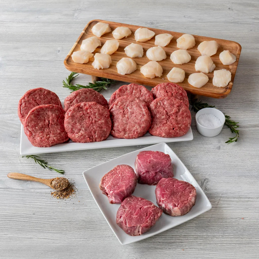 Chicago Steak Filet Mignon & Scallop Combo, 14 Total Packs, 7 Lbs. Total