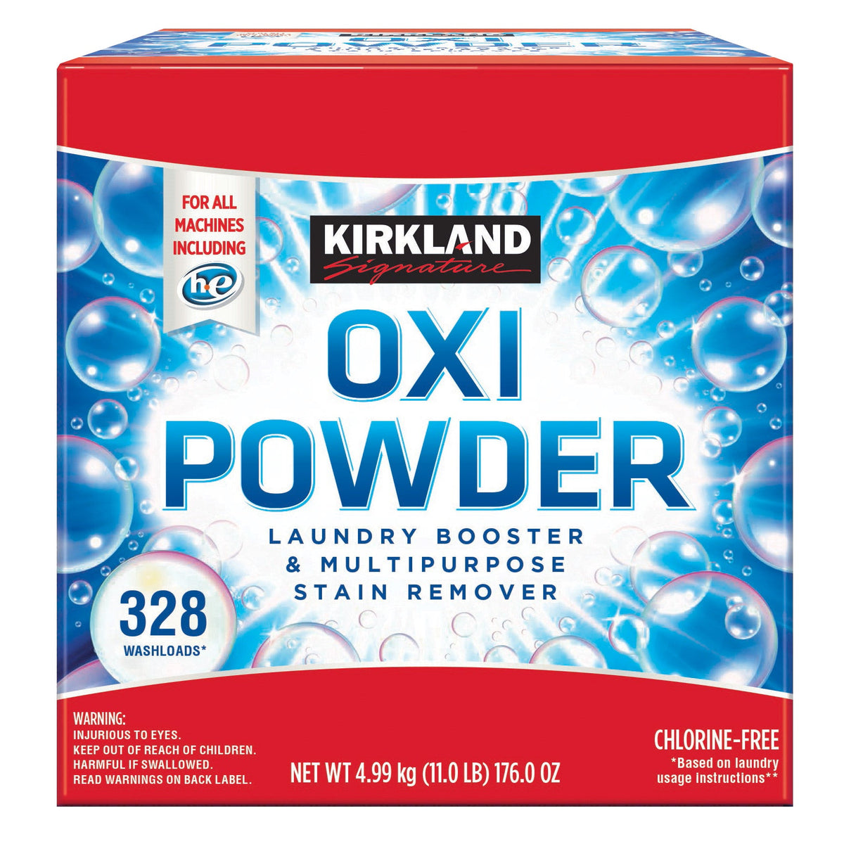 Kirkland Signature OXI Powder Laundry Booster & Multipurpose Stain Remover, HE Compatible, 328 Loads, 11 lbs