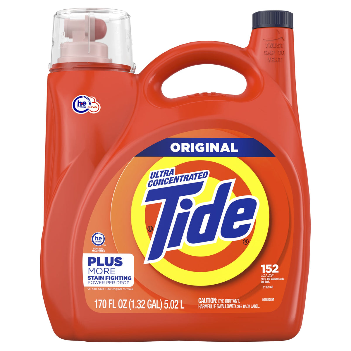 Tide Ultra Concentrated Liquid Laundry Detergent, HE Compatible, Original Scent, 152 Loads, 170 fl oz