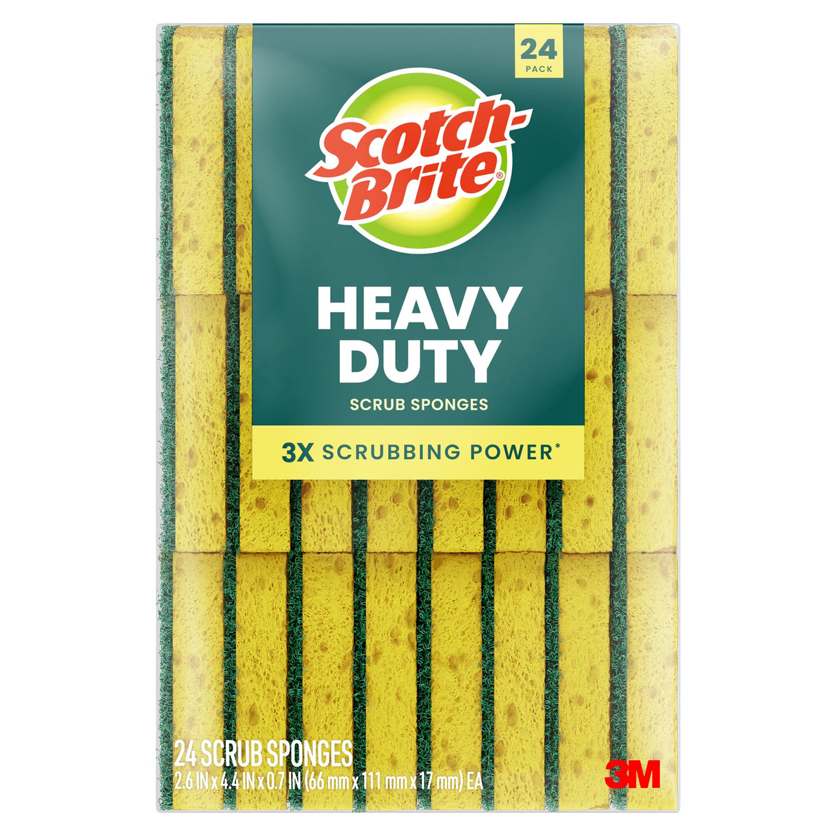 Scotch-Brite Scrub Sponges, Heavy Duty, Yellow, 24 ct