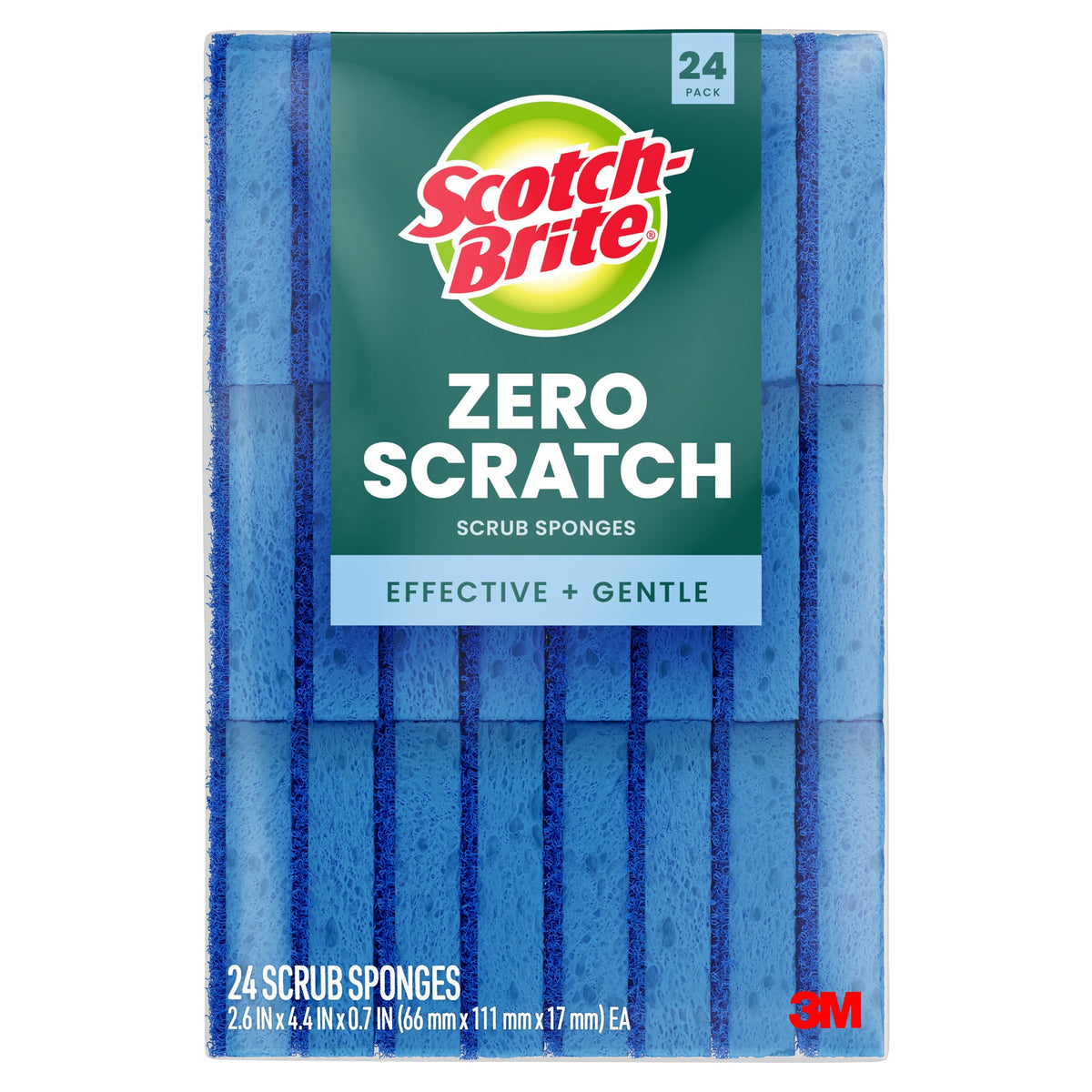 Scotch-Brite Scrub Sponges, Zero Scratch, Blue, 24 ct