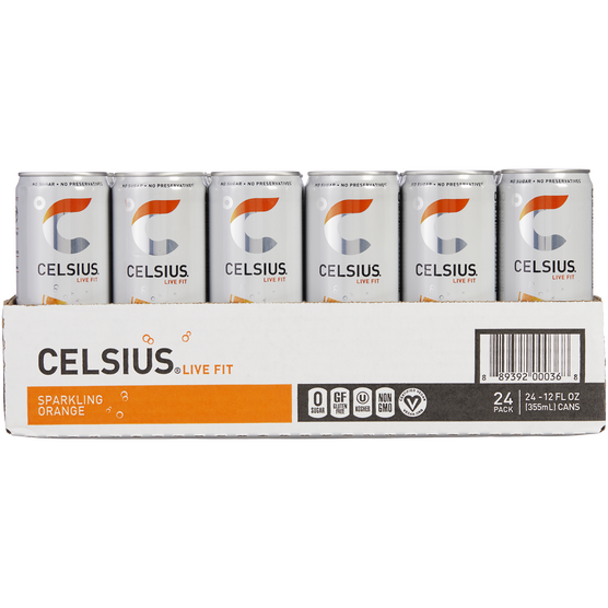 CELSIUS Energy Drink, Sparkling Orange, 12 fl oz, 24 ct