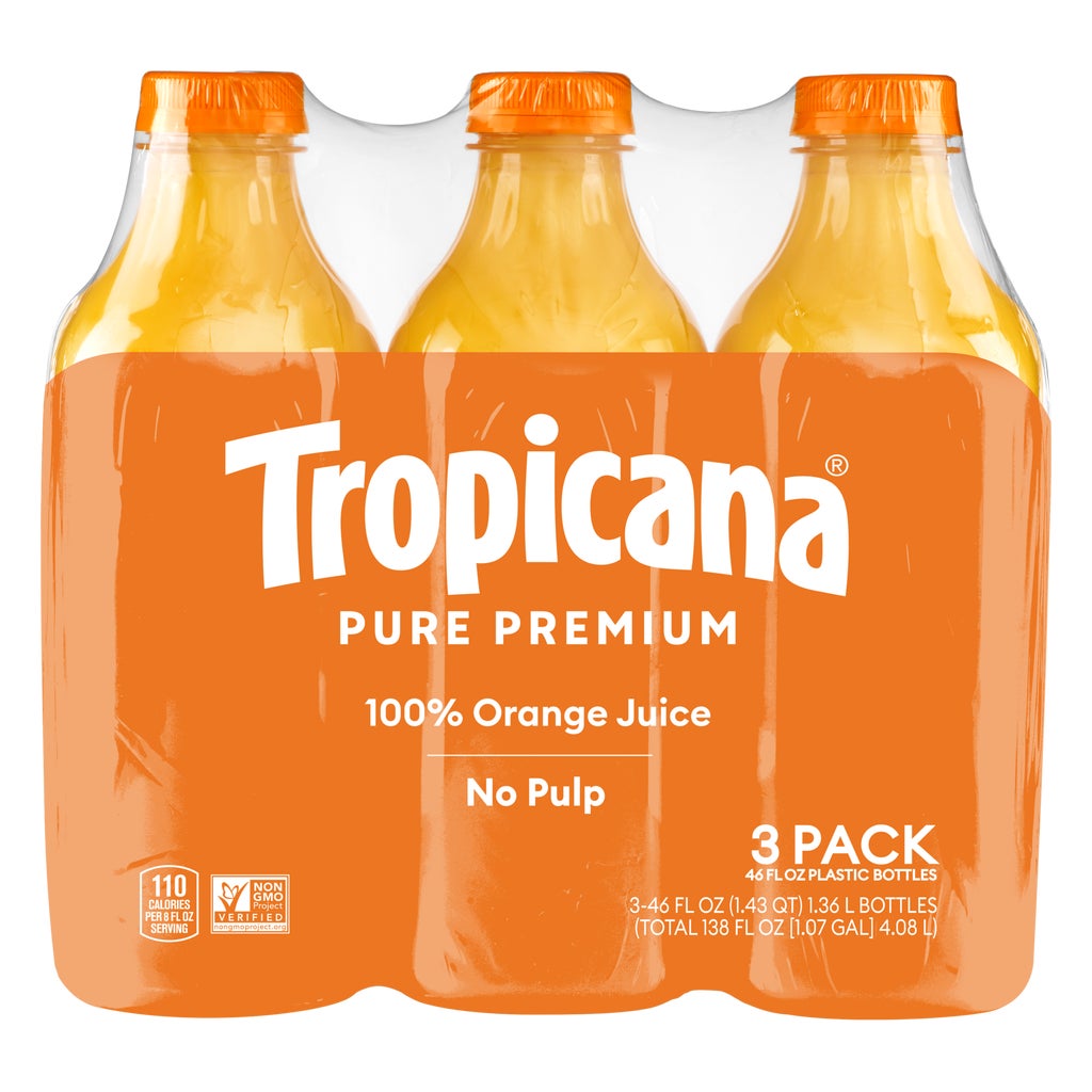 Tropicana Pure Premium 100% Orange Juice, No Pulp, 46 fl oz, 3 ct